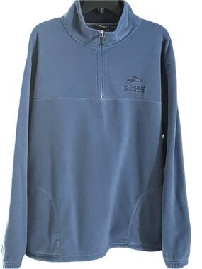 Shamu SeaWorld 1/4 Zip Fleece Pullover Jacket Adult XL Blue Pockets